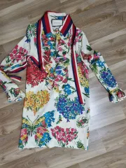 GUCCIシルクブラウス　パープル　フリル　紫　シースルー　ハイブリッド GUCCIシルクブラウスパープルフリル紫シースルーハイブリッド