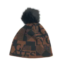 PEARLY GATES パーリーゲイツ 2023年モデル ボンボン付き ニット帽 総柄 ブラウン系 FR [240101401609] ゴルフウェア ストスト