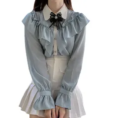 【新着商品】ブラウス 地雷系 量産型 リボン シフォン フリル レース レディース 長袖 レディースブラウス かわいい シャツ 大人 フェミニン 薄手 [TOWYYO] おしゃれ 春 夏 秋