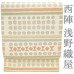 未使用】夏名古屋帯 全通柄 モダン水玉 生成り色 370cm - メルカリ