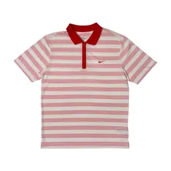 美品 NIKE GOLF ナイキ ゴルフ DRI-FIT ボーダー柄 ドライ 半袖 ポロシャツ サイズ M /メンズ/ホワイト×レッド