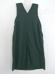◇ Diosfront ディオスフロント フリース Vネック ノースリーブ 膝下丈 ワンピース サイズL ダークグリーン系 レディース P  【1301200007653】