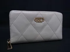 ■美品■ COCOCELUX GOLD ココセリュックスゴールド レザー ラウンドファスナー 長財布 ウォレットレディース  アイボリー系 DJ2941
