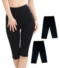 Chica Hurra ブラック 5分丈 L-XL 2枚セット レギンス パンツ 綿混 コットン レディース 女性 スパッツ ストレッチ 伸縮性 通気性 2足セット 日常 肉厚 ウルトラストレッチレギンスパンツ 用女性下着 [ブラック5分丈2個] [L-XL]