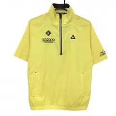 【超美品】ルコックゴルフ 半袖ブルゾン イエロー 薄手 袖切替 ハーフジップ メンズ M ゴルフウェア le coq sportif