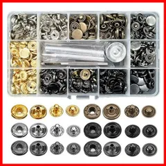 【在庫処分】HappyHome カシメ スナップボタン 打ち具 セット 6色 120個 レザークラフト工具 ホック打ち DIY パーツ 12mm