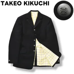 【エンブレムメタルボタン】 タケオキクチ TAKEO KIKUCHI 裏地チェック柄 メルトンウール テーラードジャケット 2 ネイビー メンズ