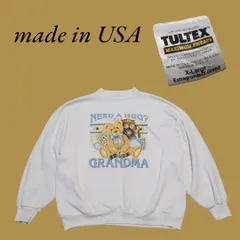 USA製古着TULTEXプリントスウェットトレーナーXLホワイト swh0918