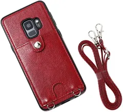 MocliL Galaxy S8 スマホショルダー ストラップ ケース 斜めがけ 首掛け 肩掛け カード収納 レディース メンズ 日本国内検品＆梱包 GS8 ML0028( レッド,  Galaxy S8)のサムネイル