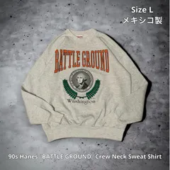 90s Hanes “BATTLE GROUND” Crew Neck Sweat Shirt ヘインズ バトルグラウンド クルーネックスウェット 長袖 グレー Lサイズ メキシコ製 ジョージ・ワシントン 肖像画 ワシントン州 コットンポリ ボックスシルエット