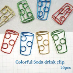 【 カラフル ソーダ クリップ アソート 】20個 ゼム ペーパー メタリック アイテム 喫茶 炭酸 カラー デスク オフィス ドリンク 手帳 カレンダー モチーフ メモ ラッピング ギフト ブックマーカー 栞 ショップ カード タピオカ