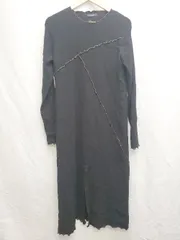 ◇ JEANASIS ジーナシス リブニット 長袖 ロング ワンピース サイズF ブラック レディース P  【1406240035748】