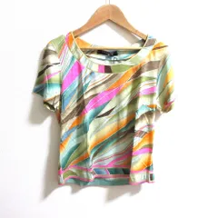 良品 LEONARD レオナール レジメンタルストライプ柄 半袖 カットソー サイズM マルチカラー レディース 古着 中古 USED