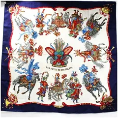 美品　エルメス スカーフ　カレ 90 太陽王の祝典 エルメス カレ90 LES FETES DU ROI SOLEIL 太陽王の祝典 シルク