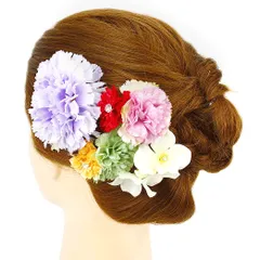 髪飾り 成人式 振袖 袴 ４点セット 花籠 紫 緑 橙 ピンク 赤 大人 浴衣 かんざし 簪 卒業式 フォーマル 結婚式 花飾り ラインストーン ブライダル 手作り W36 W303-287 髪飾り 花籠 紫 緑 橙 ピンク 赤 n889　WSi