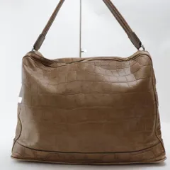 2407-53 アニアリ トートバッグ aniary レザー製 型押しクロコ ブラウン 上ZIP