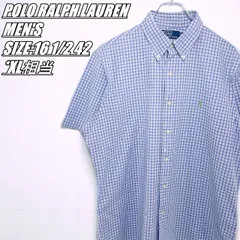 【US古着･00’s~】POLO RALPH LAUREN　ポロラルフローレン　CUSTOM FIT　半袖チェックシャツ　メンズ　サイズ表記　16 1/2 42　XL相当　パープル×ホワイト