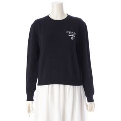 プラダ 22年 カシミヤ ウール ロゴ ニット セーター トップス P24S1L ネイビー 38【中古】