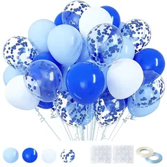 ZHUHAOYUN バルーンブーケ 30個 風船 豪華セット 紙吹雪風船 バースデーパーティー 結婚式 記念日 飾り イベント 文化祭 10インチ風船 飾り付け（ホワイト 、 青、ダークブルー）