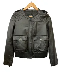 JILL STUART ブラウン シングルライダースジャケット M モーターサイクルジャケット（ホースハイド） オレンジブラウン