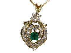 エメラルド ダイヤモンド スウィング ネックレス K18 8.0g 40cm GRJソーティング付き　Jewelry Emerald0.35ct Dia0.750ct Necklace