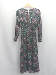 ◇ ⊂ NATURAL BEAUTY BASIC 花柄 長袖 ロング ワンピース サイズM ブラック レディース E  【1503310011357】