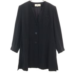 PIERRE BALMAIN ピエールバルマン 日本製 ノーカラージャケット 13 ブラック レディース 古着