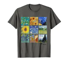 ゴッホの絵画、ひまわり、星月夜 Tシャツ