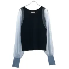 CINOH チノ SUVIN SEE-THROUGH LAYERED KNIT ニットセーター 23SKN003 ネイビー 38のサムネイル