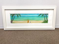 【na-00087】栗乃木ハルミ　友情4　リトグラフ　サイン入り　美術品　現代アート　版画　インテリア　夏　ビーチ
