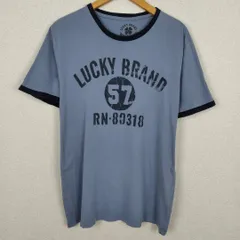 Lucky Brand ラッキーブランド Tシャツ リンガーT ロゴプリント ブルー Mサイズ メンズ 古着 アメカジのサムネイル