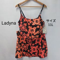 [역 있음] [미사용] Ladyna 레이디나 여성 수영복 3 점 세트 오렌지 x 블랙 히비스커스 사이즈 11L 버스트 86 엉덩이 92 ​​~ 100