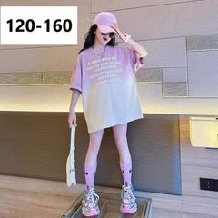 キッズ 子供服 Tシャツ カジュアル トップス 綿 半袖 夏 キッズtシャツ ティーシャツ ティシャツ 丸首 英文字 女の子 女の子服 女の子夏服 キッズ服 子ども服 ゆったり 可愛い ジュニア 薄手 KUGA006(120-160)