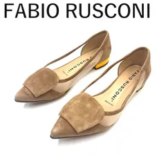 ファビオルスコーニ FABIO RUSCONI メッシュパンプス スエード ローヒール ポインテッドトゥ ベージュ系
