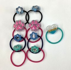再販△】レジン ヘアゴム 猫ちゃん ダブルハート ピンク◡̈