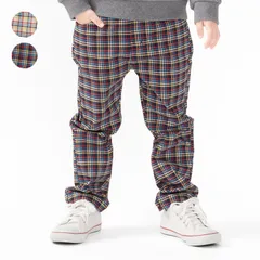 moujonjon のびふわツイルチェックロングパンツ　m55008