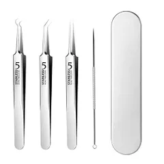 4本セット 精密ピンセット 角栓取り 先端は幅0.1mm 角栓ピンセット 毛抜き 極細ピンセット ニキビ取り 黒ずみ取り 毛穴ケア専用