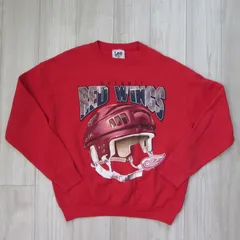 【海外規格L】古着　スウェットシャツ　90s　Lee　made in USA　NHL　Detroit Red Wings　ビッグシルエット