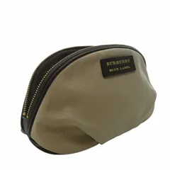 バーバリーブルーレーベル BURBERRY BLUE LABEL ロゴ ポーチ マルチケース 小物入れ 裏地ノバチェック トレンチ素材 ラウンドファスナー 茶 ブラウン ベージュ 1130 STK