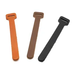 【皮革パーツ】ファスナー引手レザー ジッパープル キャメル/ブラック/チョコ 4個入り