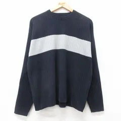 L/古着 ギャップ GAP 長袖 セーター メンズ 00s コットン クルーネック 紺他 ネイビー 25oct22 中古 ニット トップス