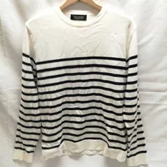 nano universe ナノユニバース ニット ボーダー 668-9122011 メンズ ハイゲージ クルーネック ホワイト/ネイビー M トップス