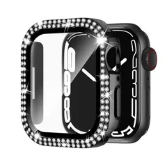 【新着商品】ケース 41mm キラキラ Watch アップルウォッチカバー Series 9/8/7 保護フィルム付き Apple ダブルダイヤモンド ピカピカ Apple Watch コンパチブル 9/8/7 ケース iwatch用 光沢感 Adepoy お