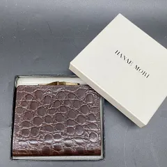 O282 未使用品 HANAE MORI ハナエモリ 小物 二つ折り財布 小銭入れあり レディース クロコ型押し ブラウン コンパクトのサムネイル