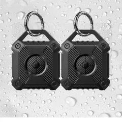 AirTag ケース 2個セット　カラー：ブラック　アップル エアタグ用 キーホルダー TPU製 防水版 衝撃吸収 全面保護 ホコリ、キズ、落下防止 紛失防止 カラビナ付き AirTag カバー