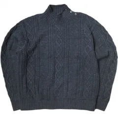 RRL ダブルアールエル 24AW アランニット コットンモックネックセーター Alan Knit Cotton Sweater 782943520001 XL NAVY セーター Double RL 定価92,400円 フィッシャーマン ケーブル ニット