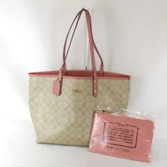 『USED』 コーチ シグネチャー リバーシブル M1632-F36658 トートバッグ レザー ブラウン