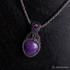 【極上品/オーダー】浄化済　スギライトシリカ 樽形マクラメネックレス 魔除け 美品オーダー】浄化済 スギライトシリカ 樽形マクラメネックレス 魔