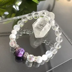 【一点物】チャロアイト×ヒマラヤ産水晶×翡翠★BD070天然石ブレスレット新品