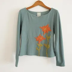 #wnc シビラ Sybilla カットソー L 青系 長袖 刺繍 ニット 花柄 レディース [853271]のサムネイル